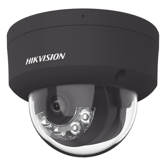 Domo IP 4 Megapixel / Color Negro / Lente 2.8 mm / Dual Light (30 mts Luz Blanca + 30 mts IR) / 2 Micrófonos Integrados / ACUSENSE / Exterior IP67 / IK10 / WDR 120 dB / PoE / ONVIF / Micro SD / Metal / ACUSEEK
