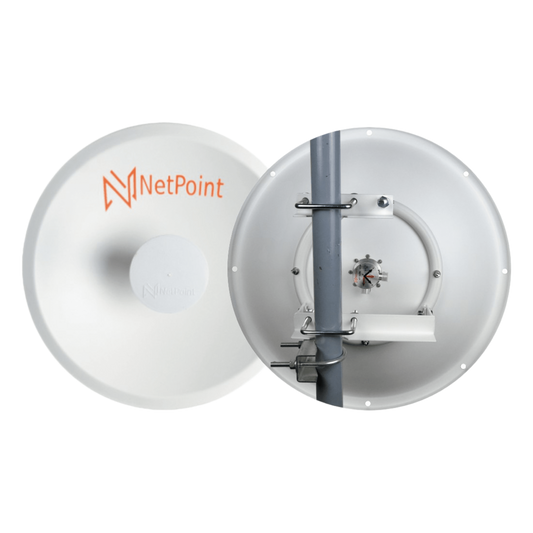 1 Antena Direccional Dual-Polaridad MLO Alto Rendimiento / diámetro  de 39.6 cm / 4.9-7.2 GHz / Ganancia 27 dBi / SLANT de 45 ° o 90 °  / Conector N-Hembra / Montaje, jumpers y radomo incluidos.