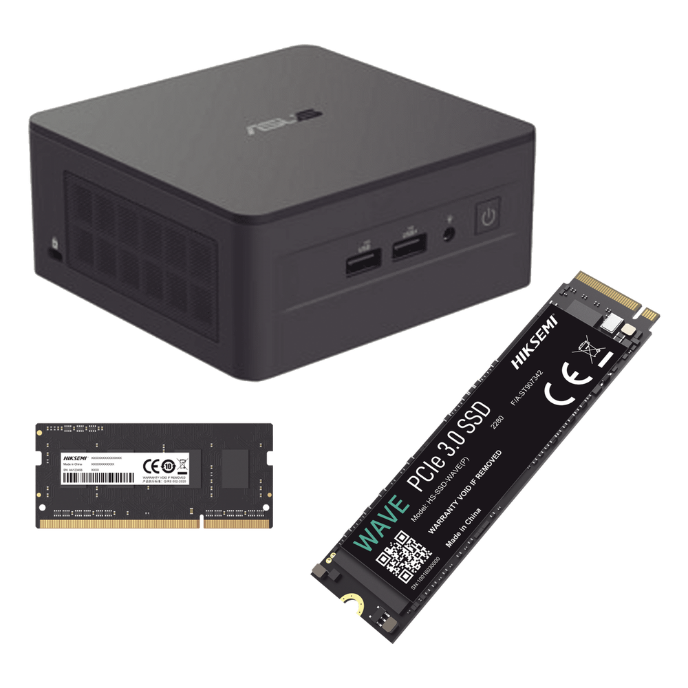 Kit / Mini PC NUC Barebone / Core i5 -1340P (13 Gen) / WiFi 6 y 2.5 GbE / Bluetooth / 16 GB RAM / 512 GB SSD / Sin S.O. / 4 Monitores / Incluye Fuente