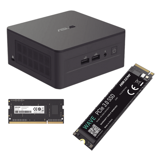 Kit / Mini PC NUC Barebone / Core i5 -1340P (13 Gen) / WiFi 6 y 2.5 GbE / Bluetooth / 16 GB RAM / 512 GB SSD / Sin S.O. / 4 Monitores / Incluye Fuente