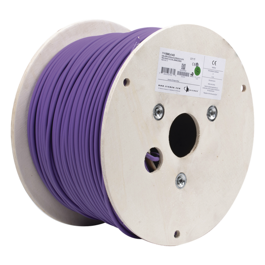 Bobina de Cable Blindado F/UTP de 4 Pares, Z-MAX, Cat6A, Soporte de Aplicaciones 10GBase-T, LS0H (Libre de Gases Toxicos), Color Violeta, 305 Metros (1000 Pies)
