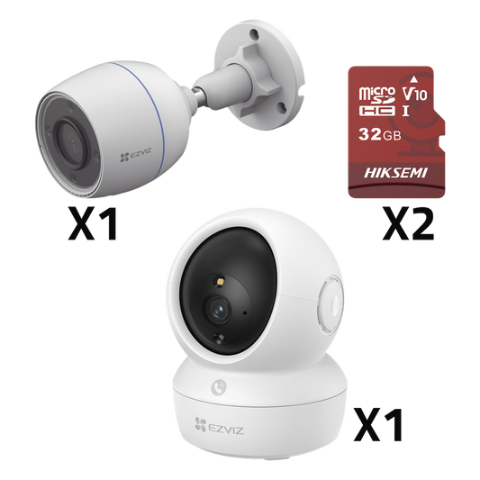 Kit de cámaras WiFi / Incluye 1 pieza CS/H6C/5MP  Para Uso en Interior / 1 pieza CS-H3C Para Uso en Exterior / 1 PZA Micro SD HS-TF-E1/32G / Detección de Movimiento / Notificaciones Instantáneas