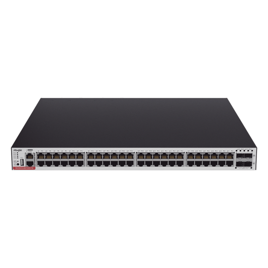 RG-CS83-48GT4XS-PD Switch Administrable Capa 3 PoE con 48 puertos Gigabit 802.3af/at + 4 SFP+ para fibra 10Gb, hasta 1,480 watts, gestión gratuita desde la nube.