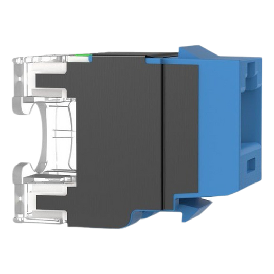 Conector Jack Estilo 110 (de Impacto), Tipo Keystone, Categoría 6A, de 8 Posiciones y 8 Cables, Color Azul