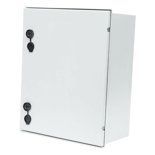 Gabinete de Poliéster IP65 Uso en Intemperie (400 x 500 x 200 mm) con Placa Trasera Interior de Plástico (Incluye Chapa y Llave).