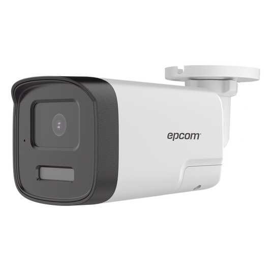 [Audio Bidireccional + Dual Light + ColorVu] Bala TURBOHD 4K (8 Megapixel) / Lente 2.8 mm / 40 mts IR EXIR + 40 mts Luz Blanca / Micrófono y Bocina Integrado / Exterior IP67 / Metal / dWDR
