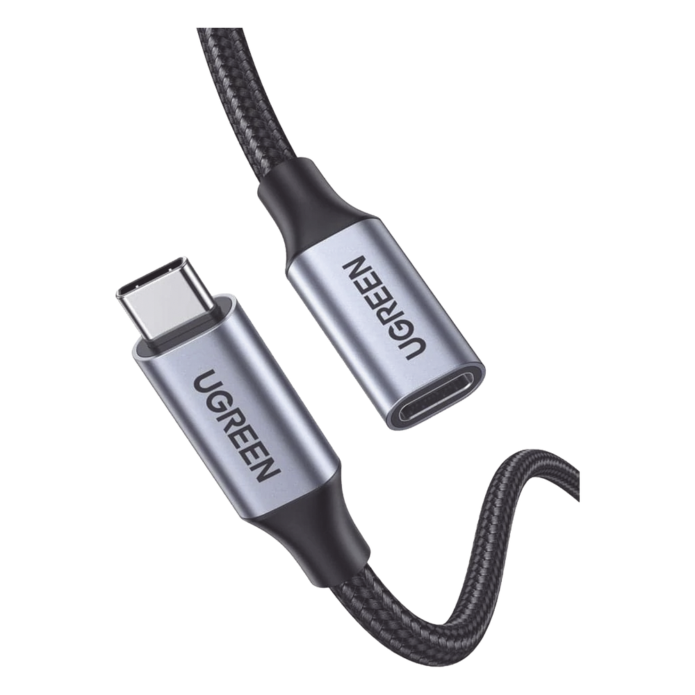 Cable USB-C Macho a USB-C Hembra | 1metro | USB-C 3.1 Gen 2 | Compatible con Thunderbolt 3 | Carcasa de Aluminio | Nylon Trenzado |  Transferencia de Datos 10 Gbps | Soporta hasta 100W para Carga Rápida.