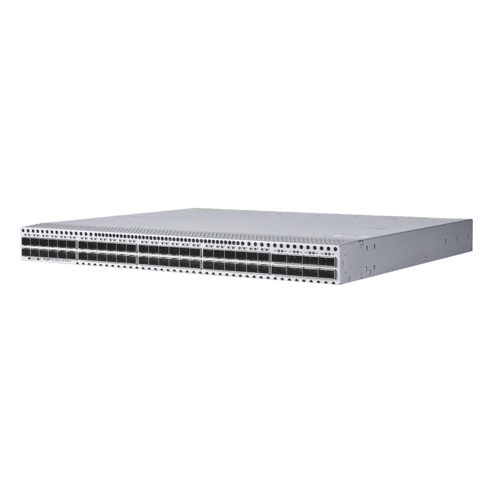 Switch Data Center / 48 Puertos SFP+ 1G/10G / 8 Puertos QSFP28 40G/100G / 2.56 Tbps / 1920 Mpps / M-LAG VSU VXLAN EVPN / RDMA RoCEv2 PFC ECN / Fuentes Redundantes 1+1 Hot-Swap