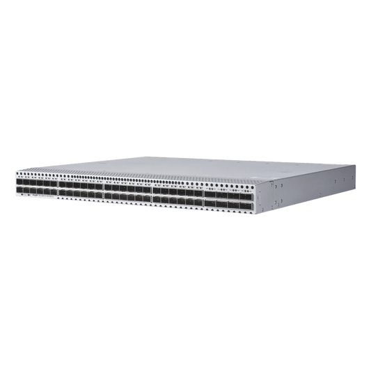 Switch Data Center / 48 Puertos SFP+ 1G/10G / 8 Puertos QSFP28 40G/100G / 2.56 Tbps / 1920 Mpps / M-LAG VSU VXLAN EVPN / RDMA RoCEv2 PFC ECN / Fuentes Redundantes 1+1 Hot-Swap
