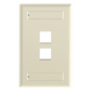 Placa de Pared Vertical, Salida Para 2 Puertos Keystone, Con Espacios Para Etiquetas, Color Marfil