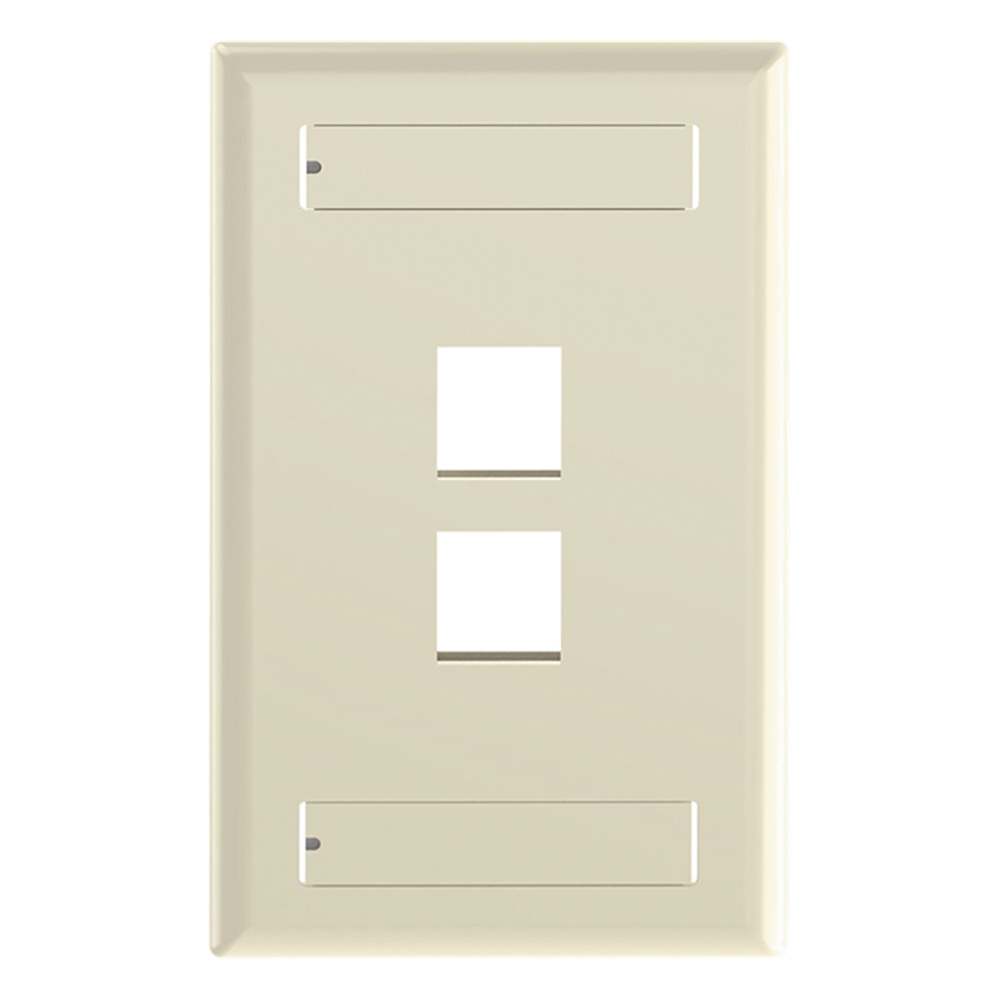Placa de Pared Vertical, Salida Para 2 Puertos Keystone, Con Espacios Para Etiquetas, Color Marfil