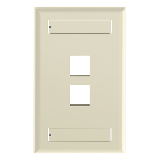 Placa de Pared Vertical, Salida Para 2 Puertos Keystone, Con Espacios Para Etiquetas, Color Marfil