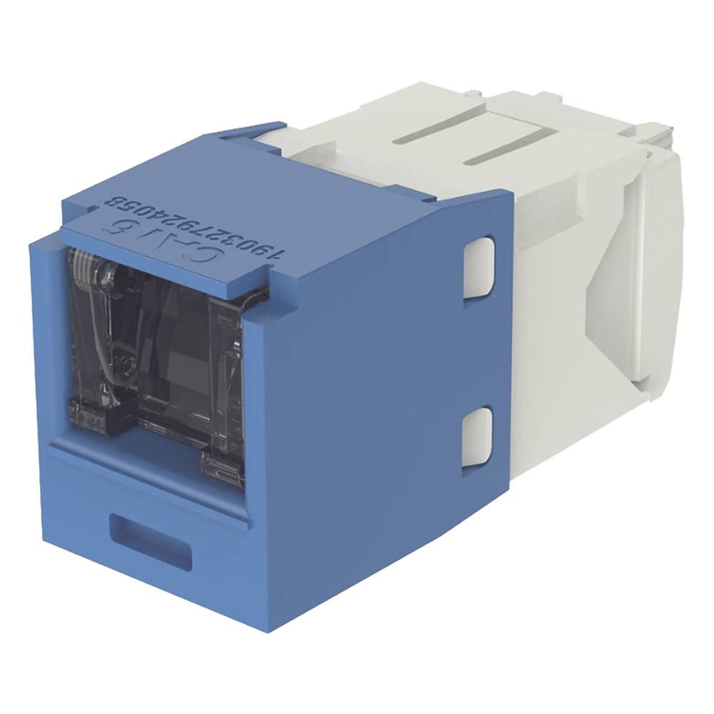 Conector Jack RJ45 Estilo TG con Ventana, Mini-Com, Categoría 6, de 8 Posiciones y 8 Cables, Color Azul