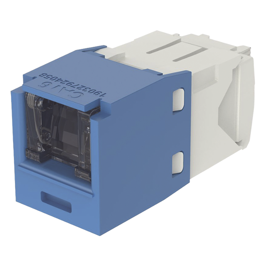 Conector Jack RJ45 Estilo TG con Ventana, Mini-Com, Categoría 6, de 8 Posiciones y 8 Cables, Color Azul