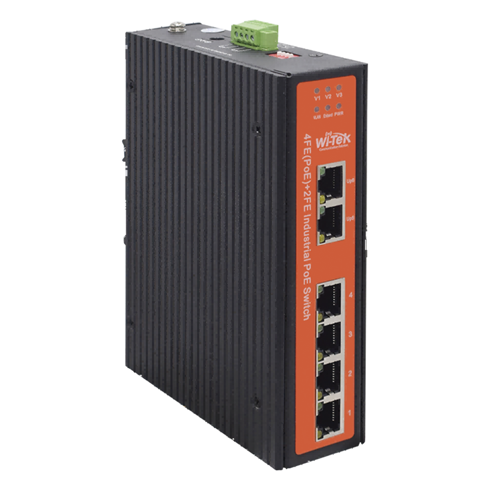 Switch industrial 4 puertos Fast Ethernetcon POE 802.3af/at + 2 puertos UPLINK gigabit