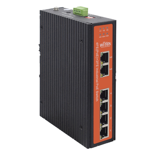 Switch industrial 4 puertos Fast Ethernetcon POE 802.3af/at + 2 puertos UPLINK gigabit