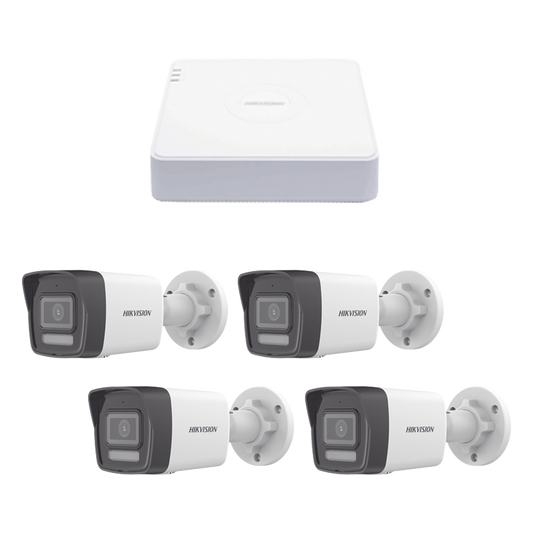 Kit IP 1080p (2 Megapixel) / NVR de 4 Canales con 4 Puertos PoE / 4 Cámaras IP Bala ColorVu Lite y Motion Detection 2.0 / Micrófono Integrado