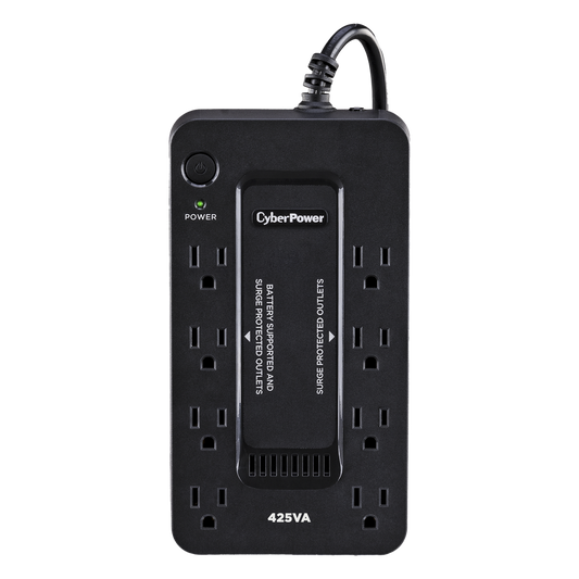 UPS de 425 VA/255 W, Topología Standby, Entrada 120 Vca NEMA 5-15P, Tipo Gabinete Compacto, Con 8 Tomas NEMA 5-15R