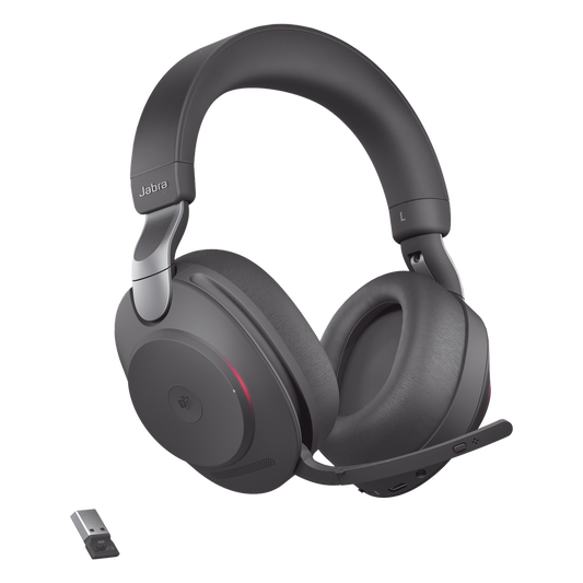 Jabra Evolve2 85, Auricular stereo versión MS con cancelación de ruido activa, dongle USB-A indicador de ocupado (Busylight)(28599-999-999)