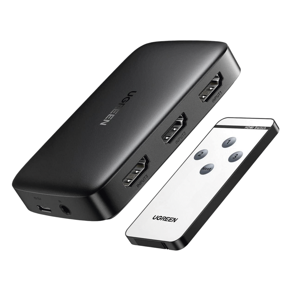 Conmutador HDMI (Switch) 4K@30Hz | 3 Entradas a 1 Salida | 3D | Transmisión Estable | Incluye Control Remoto | Receptor de Infrarrojos | Indicador LED | Chip Inteligente | Incluye Cable Micro USB para Alimentación.
