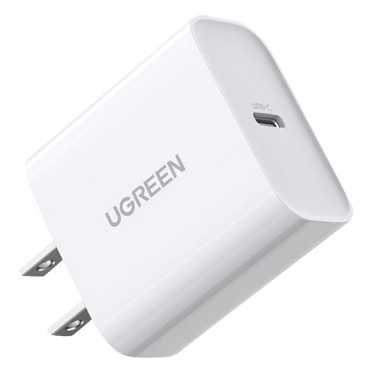 Cargador USB-C de 20W | 1 USB-C de Carga Rápida | QC4.0+ | PD3.0 | PPS | BC1.2| Carga Inteligente | Chip PWM | Múltiple Protección | Mayor Eficiencia Energética | Tamaño Compacto | Carcasa Ignifuga | Color Blanco.