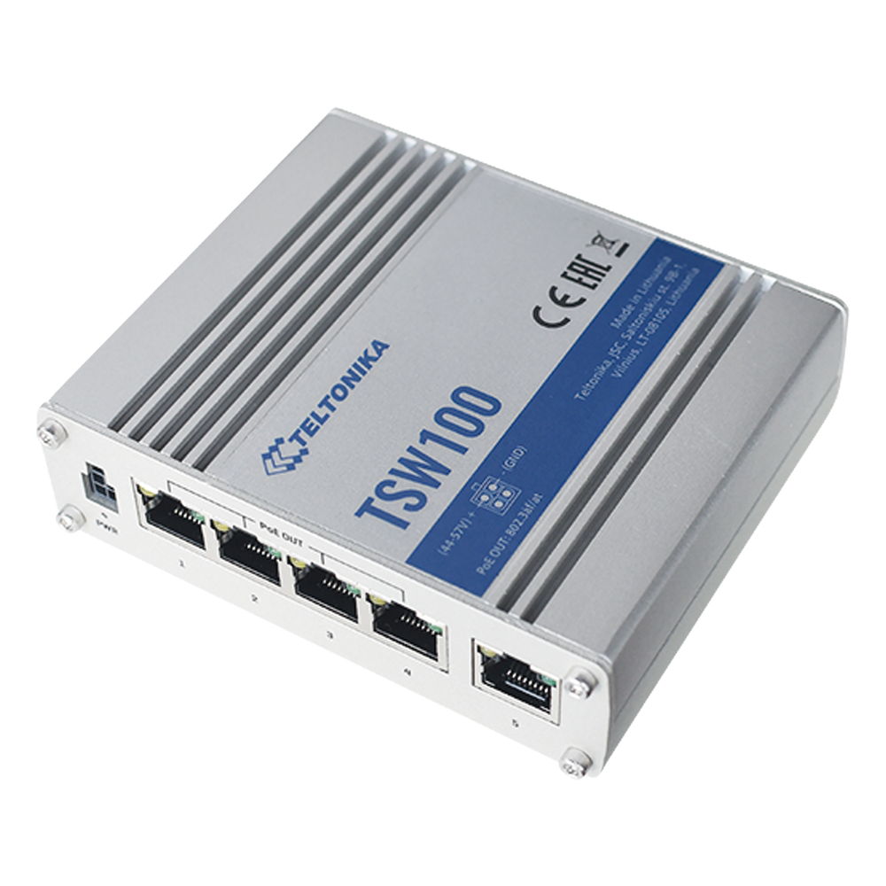 Switch Industrial No-Administrable 5 puertos Gigabit, PoE en 4 puertos 802.3af/at (120W)