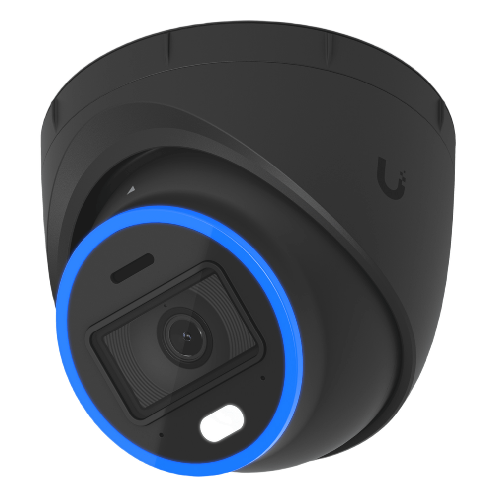 Cámara UniFi Protect Turret AI Negra / 4K(8MP) / Ángulo ultra-ancho 109.9 / Visión Nocturna IR 40 m / AI Avanzado: Reconocimiento de Rostros y Matrículas / LED p/color en la noche / Micrófono 2 vías / ranura Micro