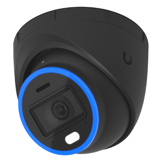 Cámara UniFi Protect Turret AI Negra / 4K(8MP) / Ángulo ultra-ancho 109.9 / Visión Nocturna IR 40 m / AI Avanzado: Reconocimiento de Rostros y Matrículas / LED p/color en la noche / Micrófono 2 vías / ranura Micro