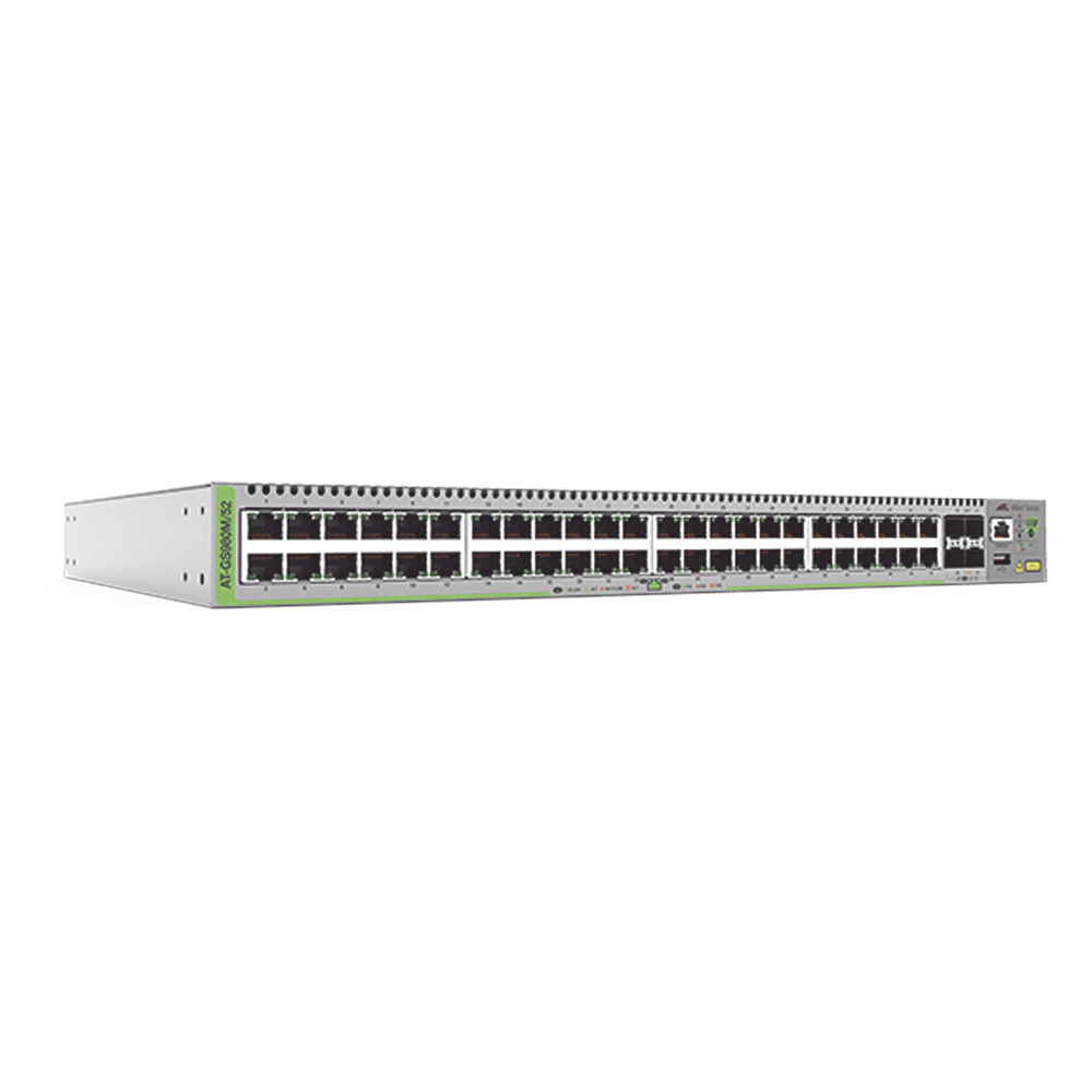 Switch Administrable CentreCOM GS980M, Capa 3 de 48 puertos 10/100/1000Mbps + 4 SFP Gigabit