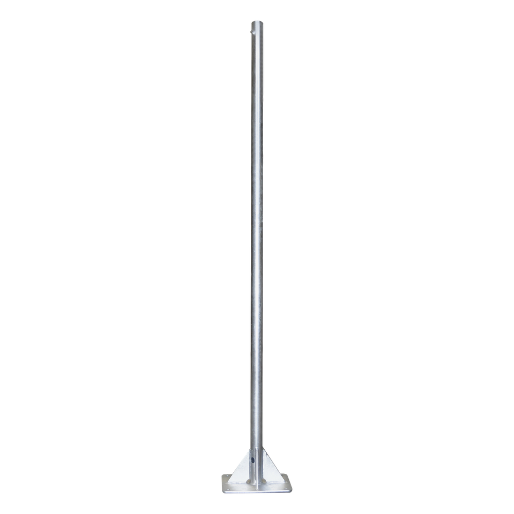 Mástil de 2 metros de 2" Diámetro, con Opresor, Base Soldada . Galvanizado por Inmersión en Caliente.