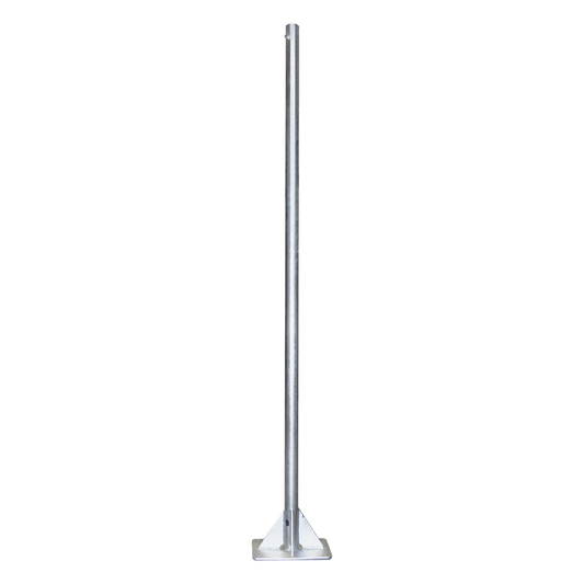 Mástil de 2 metros de 2" Diámetro, con Opresor, Base Soldada . Galvanizado por Inmersión en Caliente.