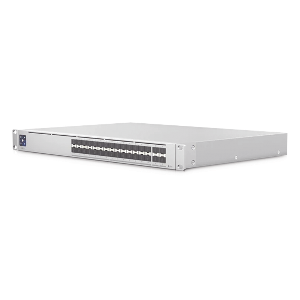 UniFi Switch PRO Aggregation Capa 3 para fibra óptica con 28 puertos SFP+ (10G) y 4 puertos SFP28 (25G), pantalla informativa