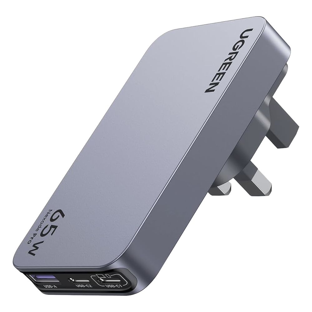 Cargador Rápido GaN 65W UGREEN / 2 Puertos USB-C + 1 Puerto USB-A / Tecnología GaN / Carga Rápida PPS PD 3.0 QC 4.0 / Compatibilidad Universal 100-240V / Diseño Compacto