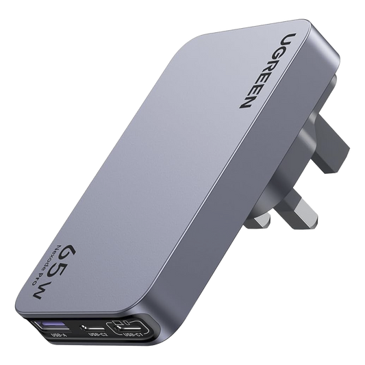 Cargador Rápido GaN 65W UGREEN / 2 Puertos USB-C + 1 Puerto USB-A / Tecnología GaN / Carga Rápida PPS PD 3.0 QC 4.0 / Compatibilidad Universal 100-240V / Diseño Compacto