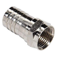 Conector F Macho, Plegable de Doble Blindaje para cable RG-6, Cuerpo de Bronce Niquelado.