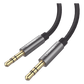 Cable Auxiliar 2 Metros / Conector 3.5mm a 3.5mm / Macho a Macho / Cubierta de TPE / Carcasa de Aluminio / Color Negro