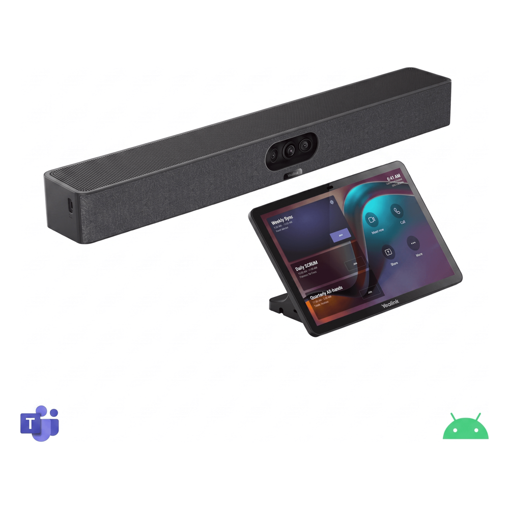 Barra de Videoconferencia A10 de Yealink para Salas Pequeñas con Android Integrado para Microsoft Teams y Modo BYOD - Incluye Panel Touch