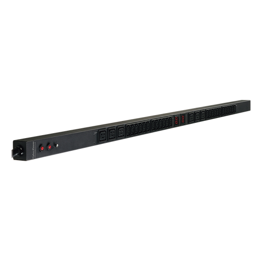 PDU Medible, Para Distribución de Energía, Entrada 200-230 NEMA L6-30P, Con 24 Tomas C13 Y 6 Tomas C19, de Instalación Vertical