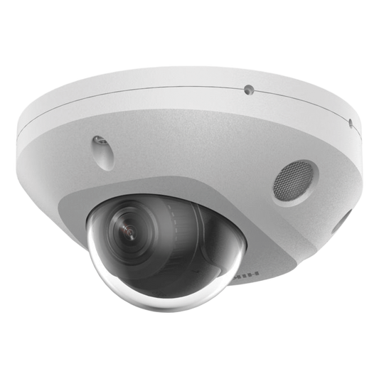 [Dual Light + 2 Micrófonos Integrados] Mini Domo IP 4 Megapixel / Lente 2.8 mm / 30 mts Luz Blanca + 30 mts IR / ACUSENSE / Exterior IP67 / IK08 /  WDR 120 dB / PoE / ONVIF / MicroSD / ACUSEEK