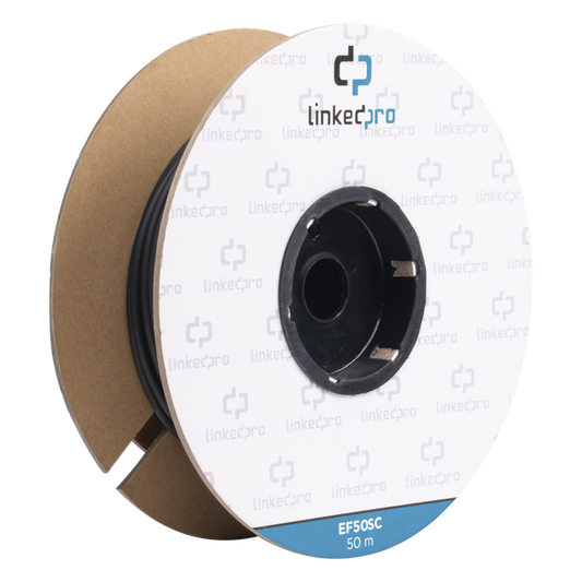 Carrete de Fibra Óptica Monomodo con Conectores SC-SC Duplex, Reforzada con Kevlar, de 50 Metros (164.04 Pies), Para Instalaciones Subterráneas por Tubería