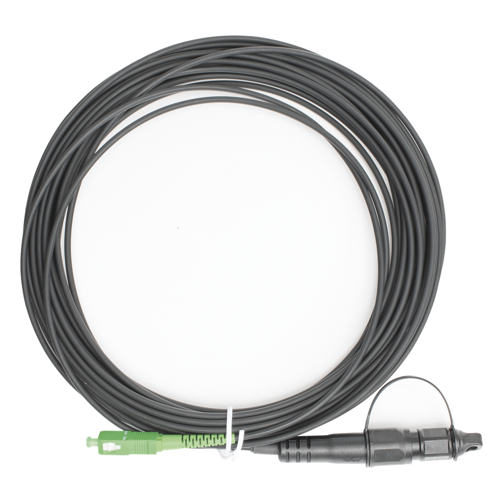 Jumper de Fibra Óptica, Conector SC/APC - Conexión a Caja FDP460, Redondo, 10 Metros (32.81 Pies), Forro 3 mm, G657A2, Negro
