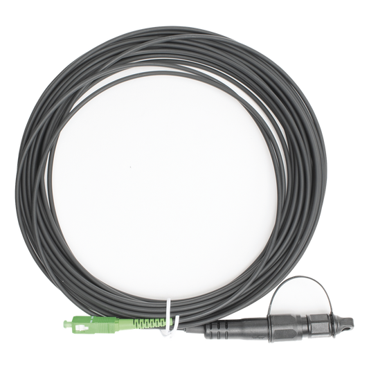 Jumper de Fibra Óptica, Conector SC/APC - Conexión a Caja FDP460, Redondo, 10 Metros (32.81 Pies), Forro 3 mm, G657A2, Negro