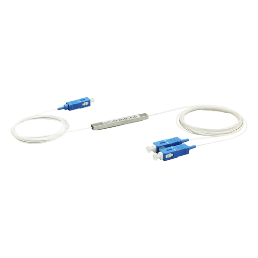 Splitter (Divisor Óptico) tipo PLC, de 1x2, conectores SC/UPC
