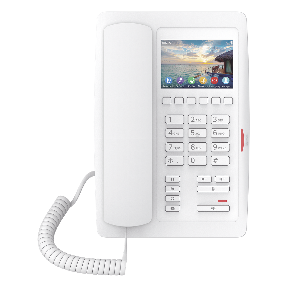 (H5W Color Blanco)Teléfono IP WiFi para Hotelería, profesional de gama alta con pantalla LCD de 3.5 pulgadas a color, 6 teclas programables para servicio rápido (Hotline) PoE