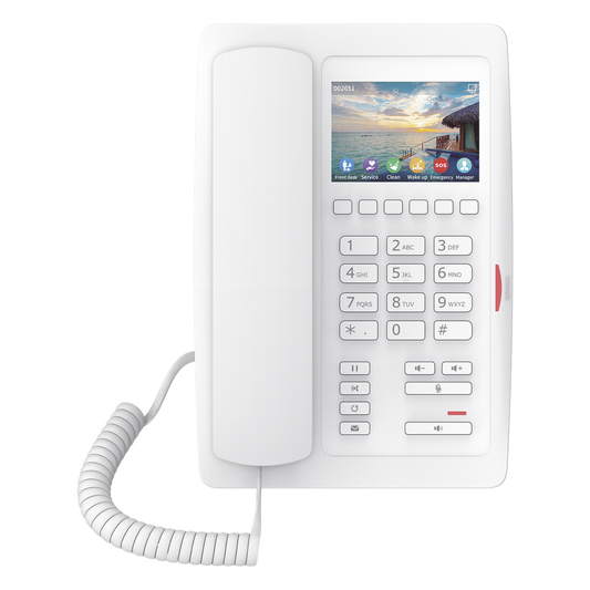(H5W Color Blanco)Teléfono IP WiFi para Hotelería, profesional de gama alta con pantalla LCD de 3.5 pulgadas a color, 6 teclas programables para servicio rápido (Hotline) PoE