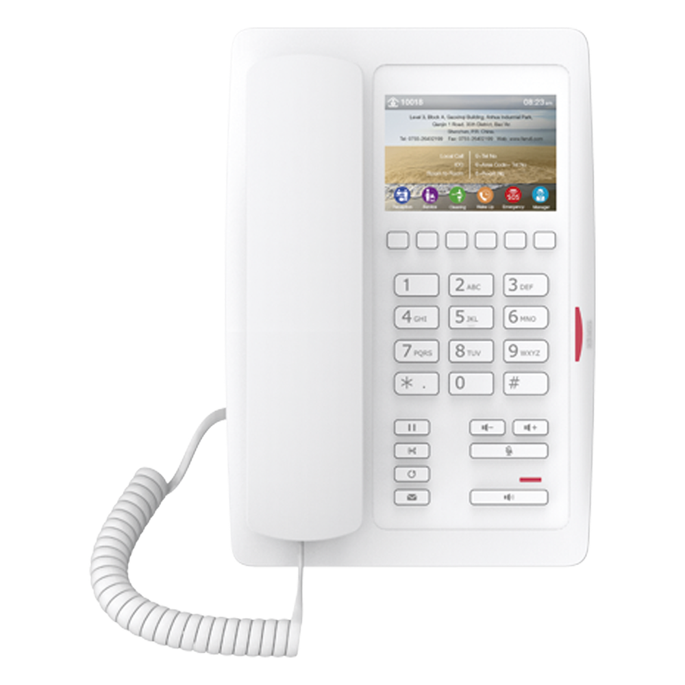 (H5 Color Blanco)Teléfono para Hotelería, profesional de gama alta con pantalla LCD de 3.5 pulgadas a color, 6 teclas programables para servicio rápido (Hotline) PoE