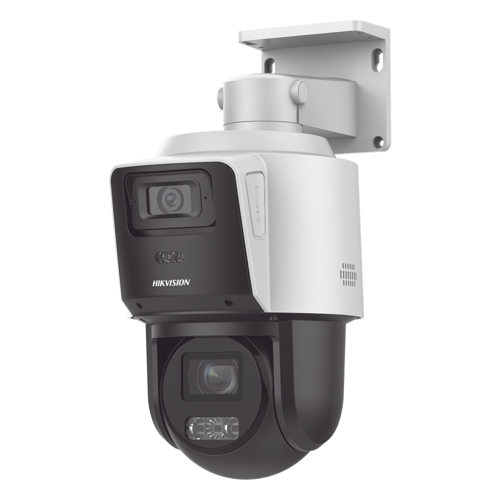 [TandemVu] PTZ IP 4 Megapixel con Cámara Panorámica 4 Megapixel / 4X Zoom / Dual Light (40 mts IR + 30 mts Luz Blanca) / ACUSENSE / IP66  / PoE+ / Audio de Dos Vías / Micro SD / Incluye Base para Techo o Pared