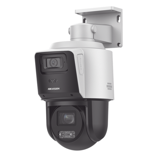 [TandemVu] PTZ IP 4 Megapixel con Cámara Panorámica 4 Megapixel / 4X Zoom / Dual Light (40 mts IR + 30 mts Luz Blanca) / ACUSENSE / IP66  / PoE+ / Audio de Dos Vías / Micro SD / Incluye Base para Techo o Pared