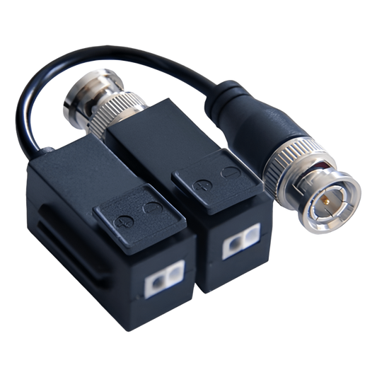 Kit de Transceptor (Balluns) TURBOHD con Boton Push / Hasta 8 MP (4K) / 100% Cobre / Soporta HD-TVI / AHD / CVI / CVBS / Audio por Coaxitron / Datos para Menu de Configurar de Cámaras