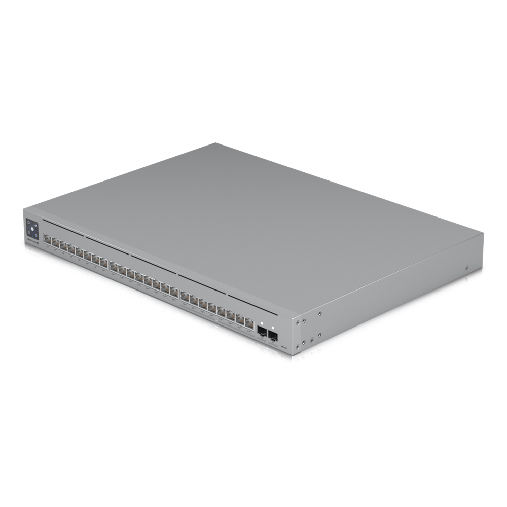 UniFi Switch Pro Max 24 POE, 24 puertos (8 puertos POE++ 2.5 GbE y 16 puertos GbE POE+), 2 puertos SFP+ 10G, 400W, pantalla táctil